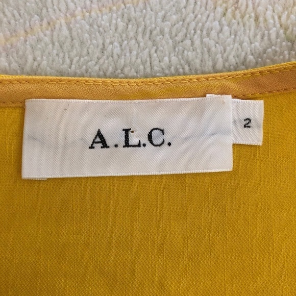 A.L.C. Linen Walker Ruffle Midi Wrap Dress. Yellow. Size 2 - Picture 14 of 16